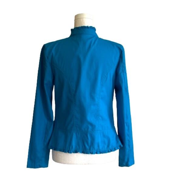 Mirror Image Blue Open Front Ruffled Lightweight Summer Blazer Jacket Small NEW - Picture 4 of 14